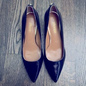 J.Renee Braidy pump | Navy faux crinkle patent leather | 2 inch heel. Size 8 W.